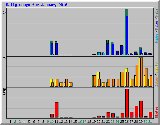 Daily usage for January 2010