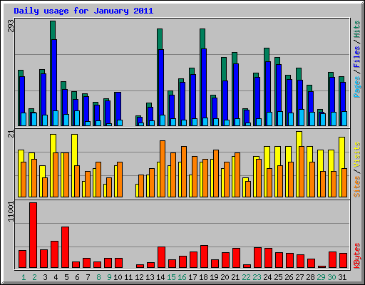 Daily usage for January 2011