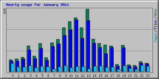 Hourly usage for January 2011