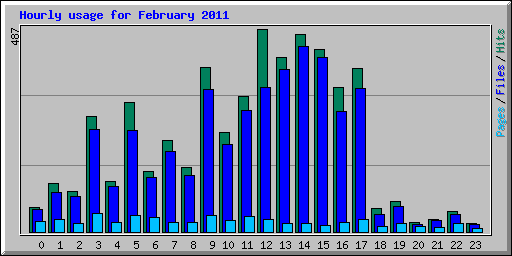 Hourly usage for February 2011