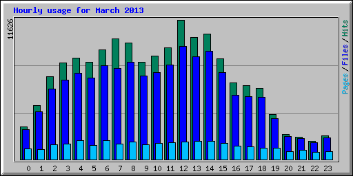 Hourly usage for March 2013